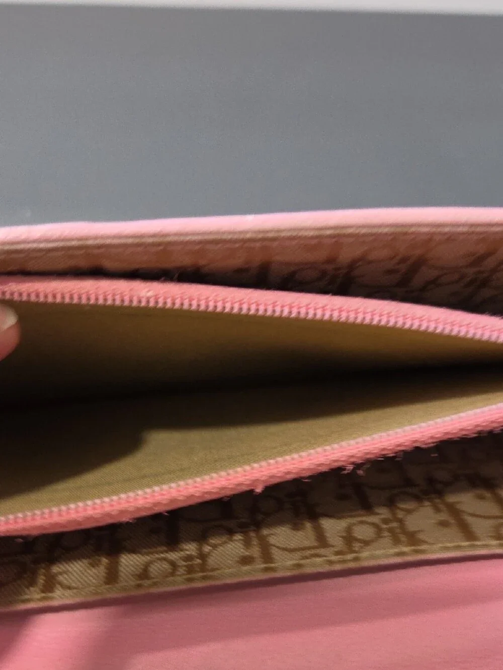 Dior Pink Quilted Leather Wallet with Signature Stitching - Project